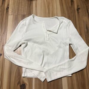Target White Long Sleeve Henley Tee